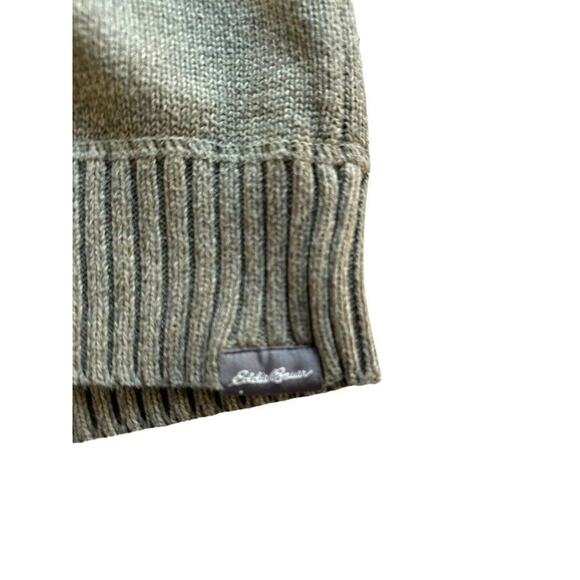 Eddie Bauer Sweater Mens Large 100% Cotton Tan Green 1/4 Zip Pullover Outdoor - Picture 4 of 7